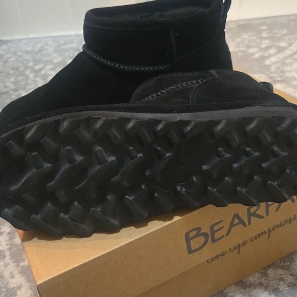 BearPaw Black Suede Slip-On Ankle Boots - Picture 2 of 4